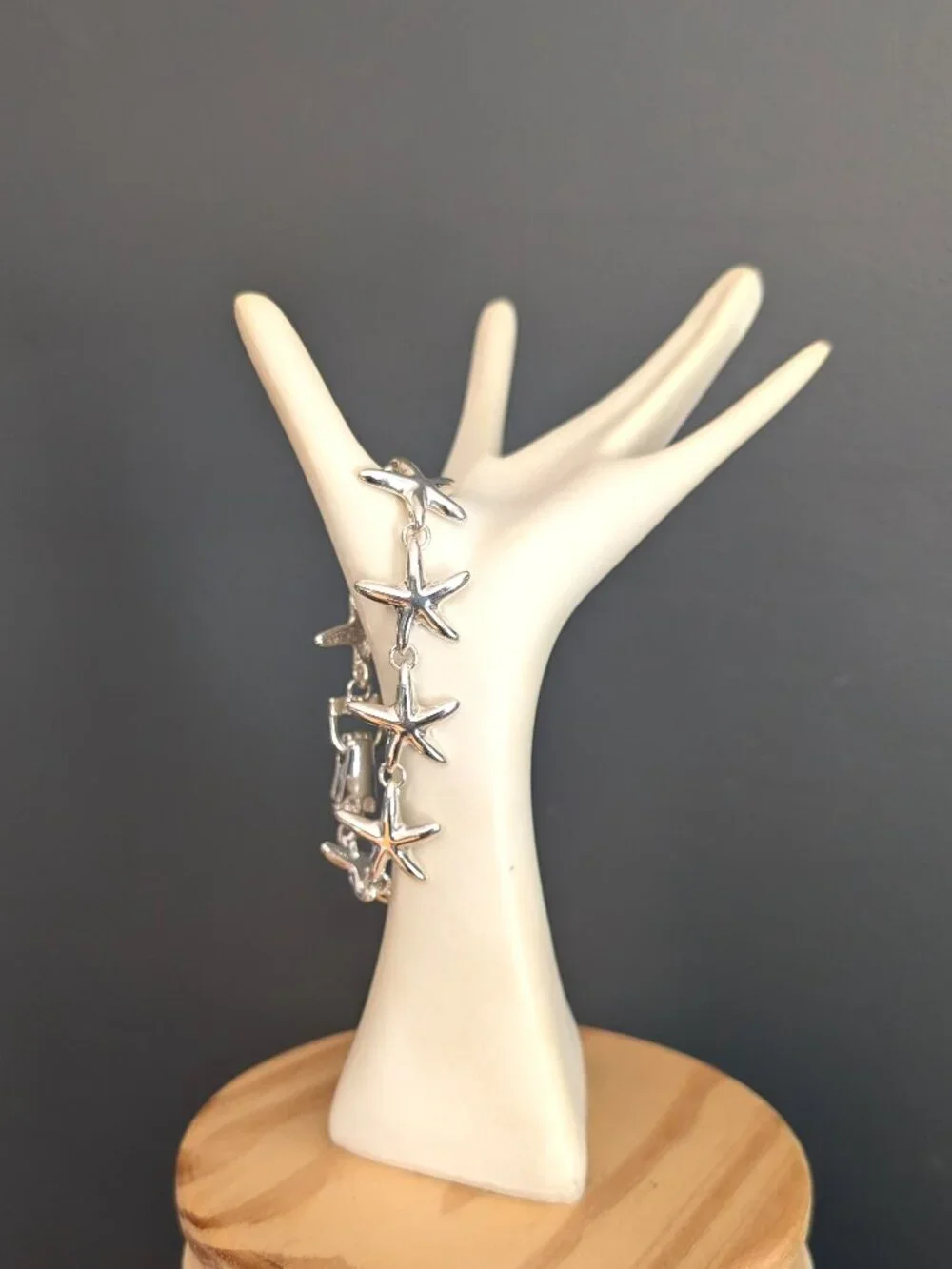 Silver starfish magnetic closure bracelet